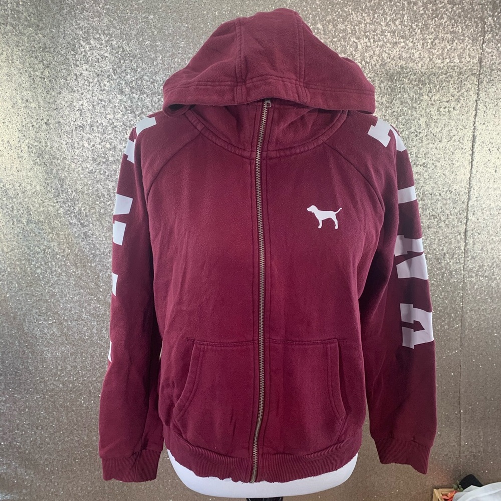 PINK Maroon Zip Up Hooide                       B3